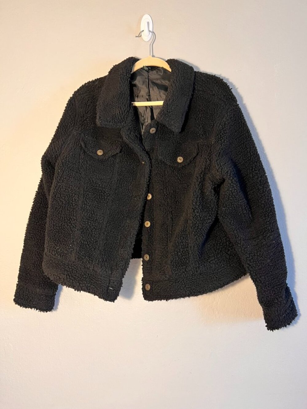 Size XLL Wild Fable Black Sherpa Button Front Jacket Women’s.